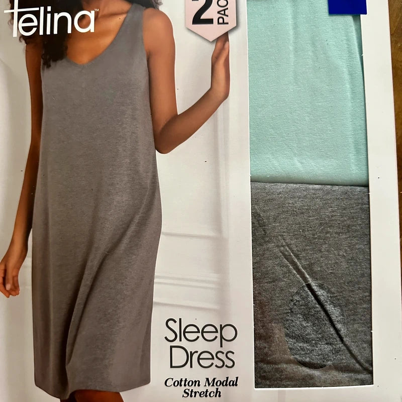 Felina Ladies' Cotton Modal Stretch Sleeveless Sleep Dress (2-pack)